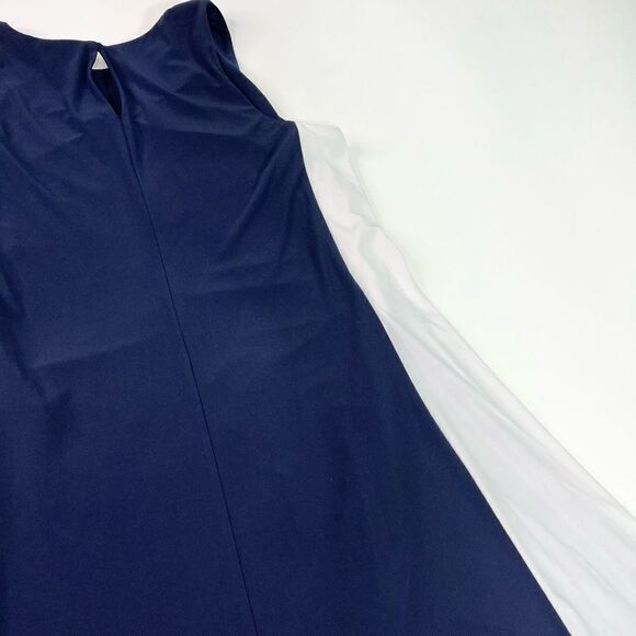 Lauren Ralph Lauren Shift Dress Women's 12 Blue & White 2-Tone Keyhole Back Mini - Picture 8 of 10